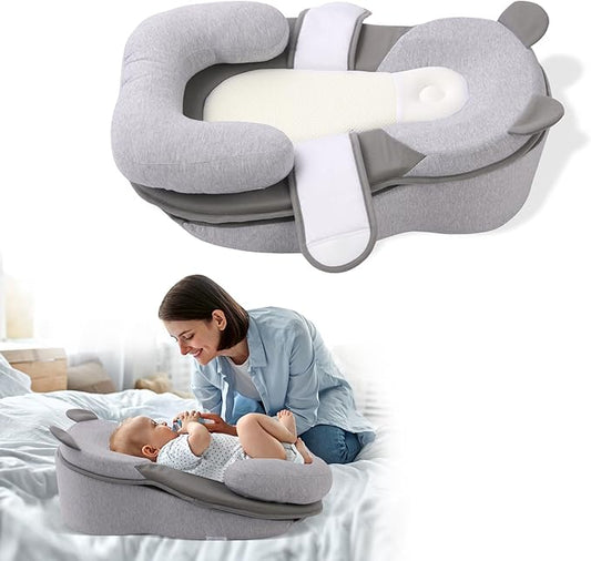 Baby Feeding Pillow, Anti Overflow Feeding Pillow for Reducing Spit-Up, Safety Nursing Pillow, Baby Lounger Reflux Wedge Breastfeeding, Removable top and Bottom-CubbioJoy