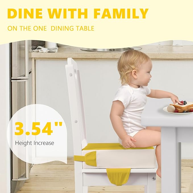 Booster Seat for Kitchen Chair with Adjustable Straps, Toddler Booster Seats for Dining Table Portable for Travel Camping Eating, Booster Cushion for Table for Baby Child Infant Kid Boy Girl-CubbioJoy
