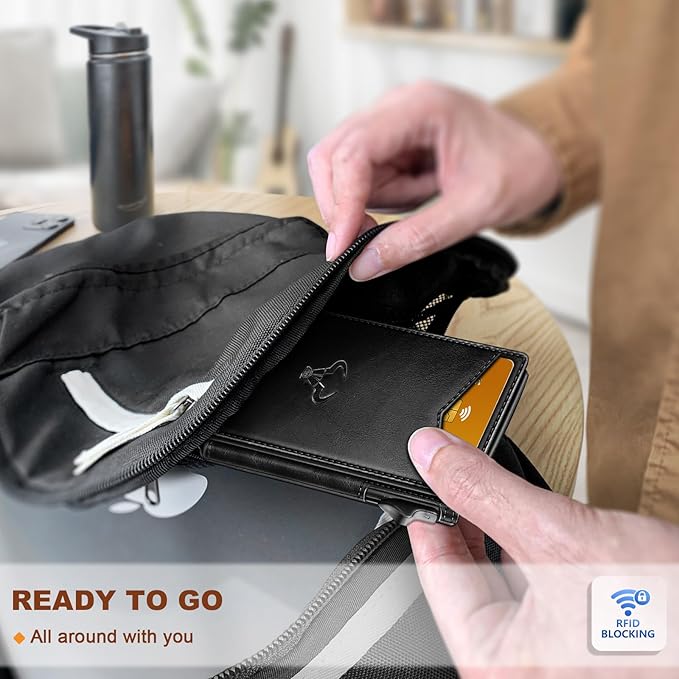 BULLIANT Men Wallet,Money Clip Wallet Slim For Gift Men 9Cards-Metal Credit Card Case in Magnetic Leather Flip-CubbioJoy