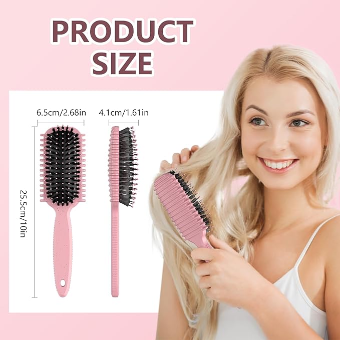 Curl Defining Brush, Curly Hair Brush, Slick Back Hair Brush, For Combing and Shaping Curls in All Hairstyles to Reduce Pulling (Pink)-CubbioJoy
