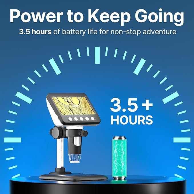 Coin Microscope, 4.3" LCD USB Digital 1000X Coin Magnifier with 8 Adjustable LED Lights, 1080P PC View Compatible with Windows/MacBook for Adults Kids-CubbioJoy