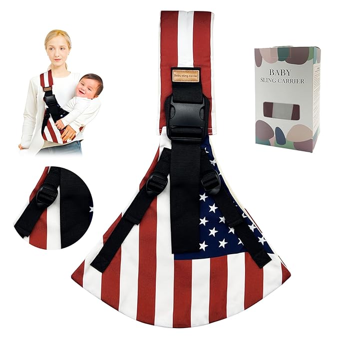 Baby Sling Carrier,Toddler Carrier,Upgraded 2025 Baby Sling with 4 Adjustable Straps(10-30lbs),Lightweight,Portable and One Size Fits All(Flag)-CubbioJoy
