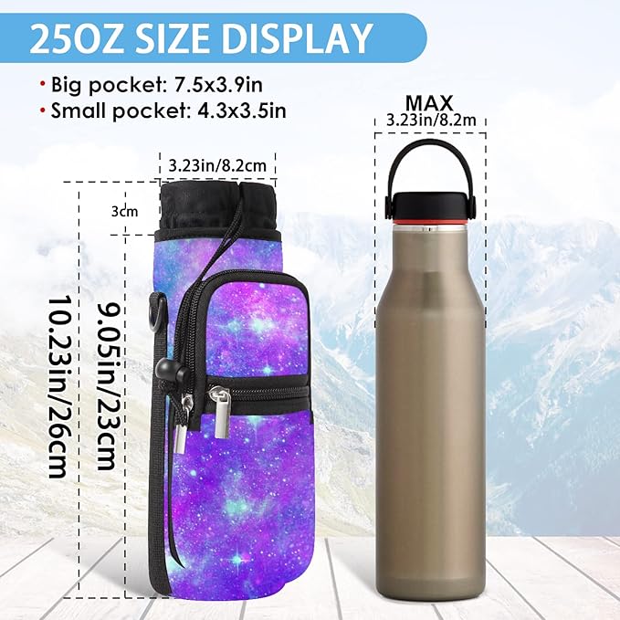 25/32/40/64oz Water Bottle Bag Holder Carrier-Insulated Crossbody Sling Case Sleeve with Strap & Pockets for Men Women Gym Cycling Travel Walking Hiking Camping-CubbioJoy