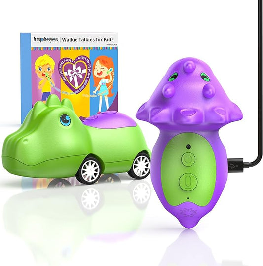 Dinosaur Walkie Talkies for Kids Rechargeable, Dino Toy Cars for Boys & Girls Ages 5-7, Crystal-Clear Audio, 48H Playtime, Fun Indoor & Backyard, 3 Year Old Boy Gift Birthday Xmas, 2 Pack-CubbioJoy