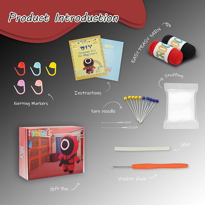 Crochet Kit for Beginners,Crochet Kit Amigurumi Crocheting Animals Kits with Step-by-Step Video Tutorials, Knitting Starter Pack for Adults and Kids-CubbioJoy