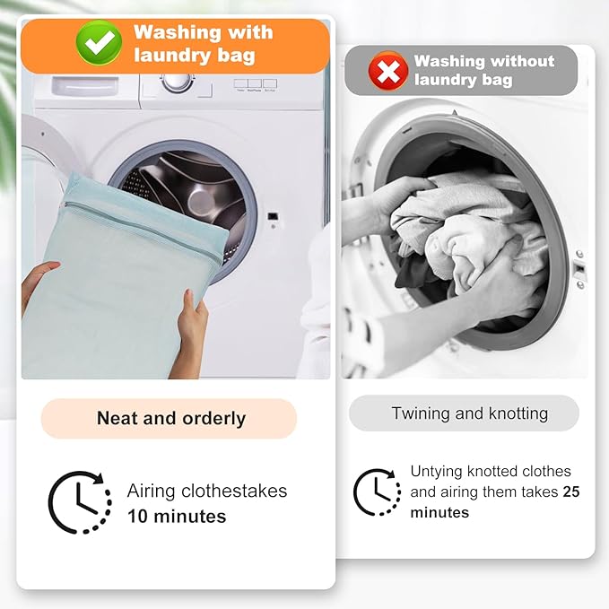 4-Piece Blue Large Durable Organic Cotton Mesh Laundry Bags with Sturdy Zippers and Breathable Mesh are Delicate Laundry Bags for Underwear, Clothes, Pants and Socks-CubbioJoy