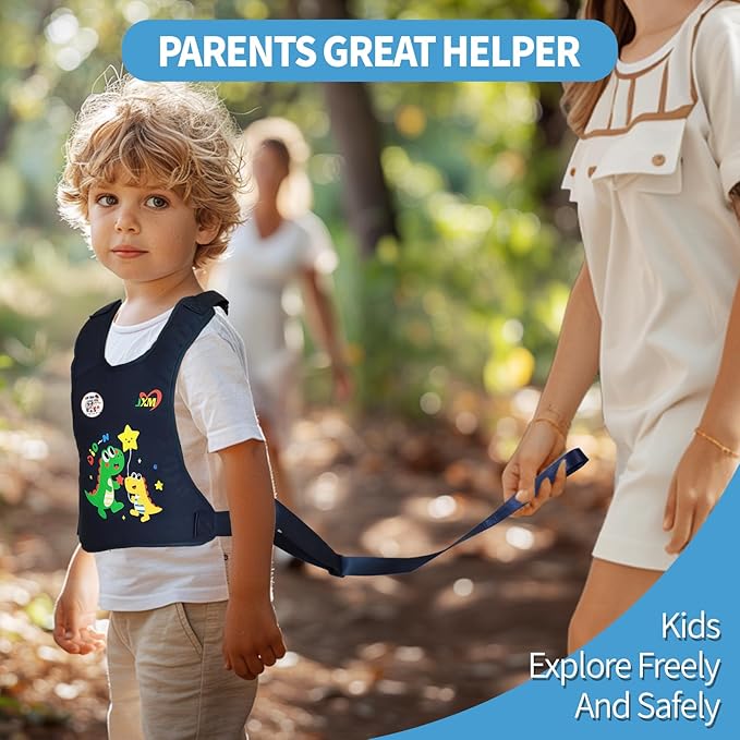 JXM Safety Harness for Active Childs with Quick Grab Handle, Teens Youth Secure Walking Harness with Autism Awareness and Pouch, Adjustable Tether Leash for Autism ADHD Special Needs Child Kids-CubbioJoy