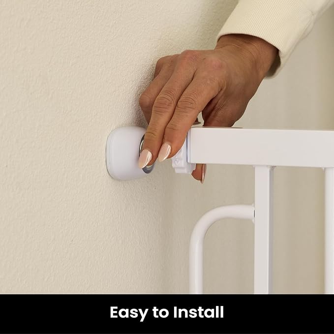 Cumbor 36" Extra Tall Baby Gate for Dogs and Kids with Wide 2-Way Door, 29.7"- 46" Width, and Auto Close Personal Safety for Babies and Pets, Fits Doorways, Stairs, and Entryways, White-CubbioJoy