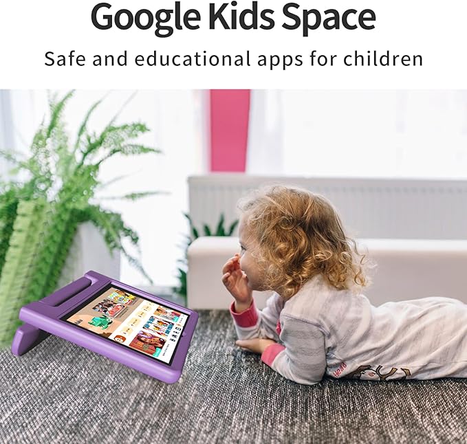 JREN Tablet for Kids｜10 Inch Kids Tablet Android 14｜Octa-core｜64GB｜WiFi ｜Bluetooth｜Parental Control｜Children Content｜Children Toddler Purple-CubbioJoy