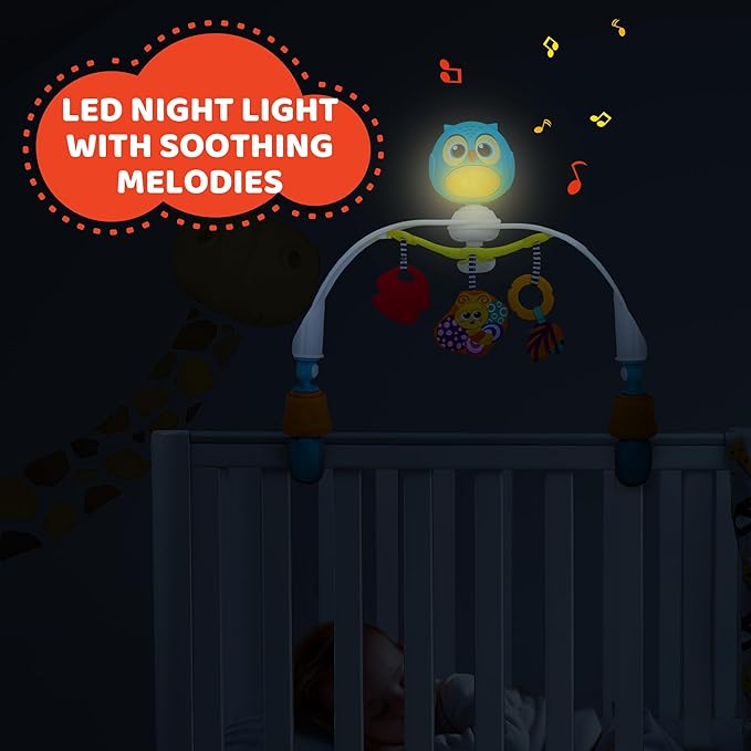 Baby Stroller Arch Toy with Relaxing Music & Lights - Adjustable Activity Arch & Play Accessories - Baby Bouncer Toy Bar, Carseat, Crib, Stroller Hanging Toys for Infants 0 Months Old & Up-CubbioJoy