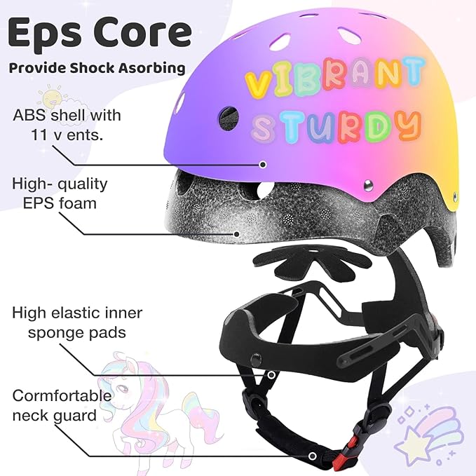 Color Gradient Adjustable Kids Bike Helmet Toddler Skateboard Helmets Boys Girls Child Ventilation Helmet for Multi-Sports Skating Cycling Scooter Balance-CubbioJoy