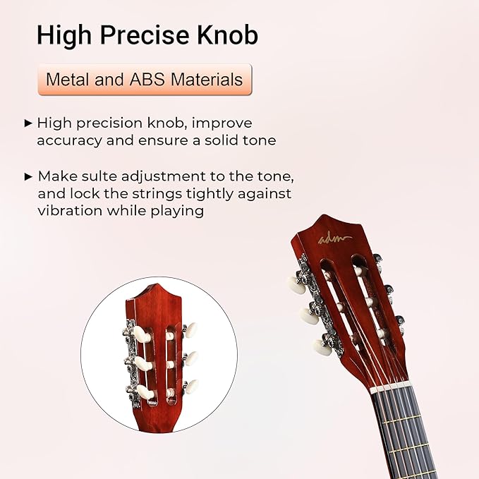 ADM Beginner Acoustic Classical Guitar Nylon Strings Wooden Guitar Bundle Kit for Kid Boy Girl Student Youth Guitarra Online Lessons with Gig Bag, Strap, Tuner, Strings, Picks (34 Inch, Sunburst)-CubbioJoy