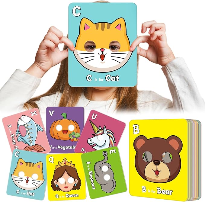Alphabet Flash Cards,Giant ABC Animal Flash Cards for Toddler 3-5,26 Lowercase and Uppercase Letter Cards,Educational Learning Games for Kids,Preschool Kindergarten Toys-CubbioJoy