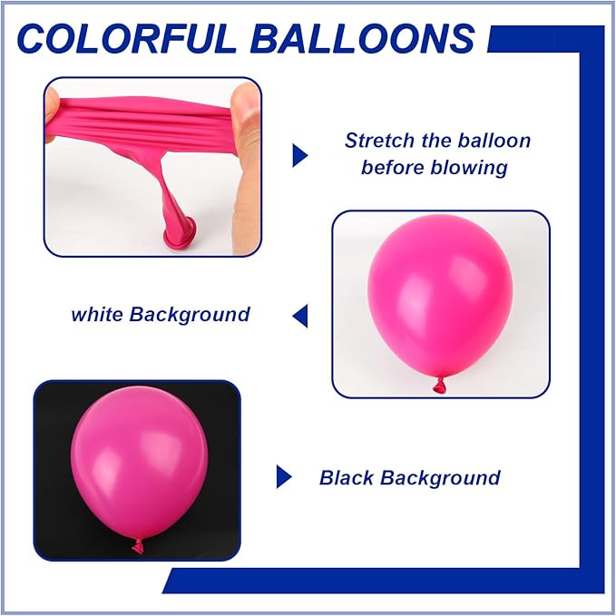140pcs Hot Pink Round Balloons Different Sizes 18 12 10 5 Inch Latex Balloons for Arch Decoration Party Balloon Kit for Graduation Birthday Party Wedding Balloon Baby Shower Decoration-CubbioJoy