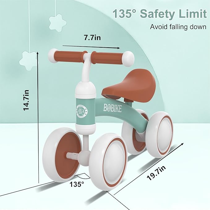 Baby Balance Bike Toys for 12-36 Months Kids Toy Boy and Girls Gifts Toddler Best First Birthday Gift Children Walker No Pedal Infant 4 Wheels Bicycle (Colorful, Green-Light)-CubbioJoy