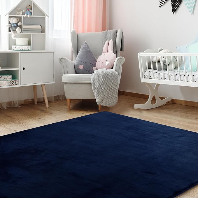 BALAPET Thick Memory Foam 50x50 Play Mat for Playpen, Super Soft Velvet Portable Baby Playpen Mat for Kids Toddler Crawling and Play, Non-Slip Bottom Playmat, Navy Blue-CubbioJoy