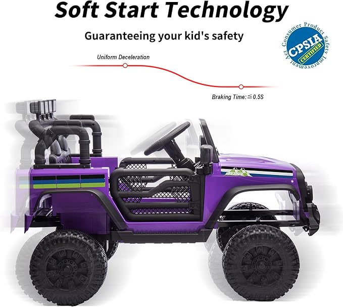 24V Kids Ride on Car, Kids Electric Vehicles Car Ride on Toy Truck for Toddlers w/Remote Control, 400W Motor - Purple-CubbioJoy