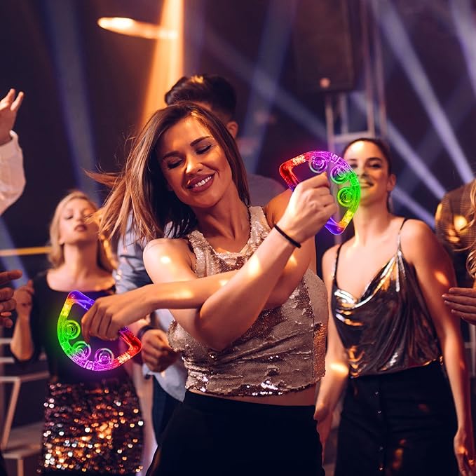 Aywewii LED Tambourine, Light Up Toys Handheld Musical Flashing Tamborine Sensory Toys Autism Toys Party Supplies for Birthday Anniversaries Gifts for Kids Adults Teens (6 Pack)-CubbioJoy