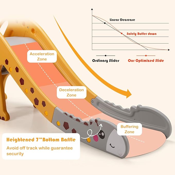 BABY JOY Toddler Slide, Kids Large Slide Play Climber Set with Long Slipping Slope, Basketball Hoop and Ball, Enclosed Steps, Easy Assemble Indoor Outdoor Backyard Freestanding Slides for Kids Age 1-8-CubbioJoy