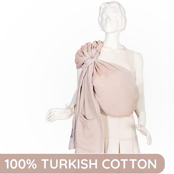 Baby Ring Sling – Breathable 100% Cotton Wrap for Infant Support, Baby Sling Carrier – Adjustable Muslin Fabric, Sunset Rose Baby Sling Wrap - Soft Chest Hold for Travel-CubbioJoy