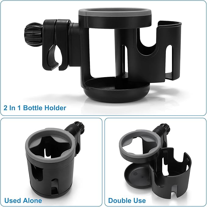 Accmor Universal Cup Holder, Stroller Cup Holder, 360° Rotatable Large Caliber Designed Bottle Holder for Stroller, Bike, Wheelchair, Walker, Scooter-CubbioJoy