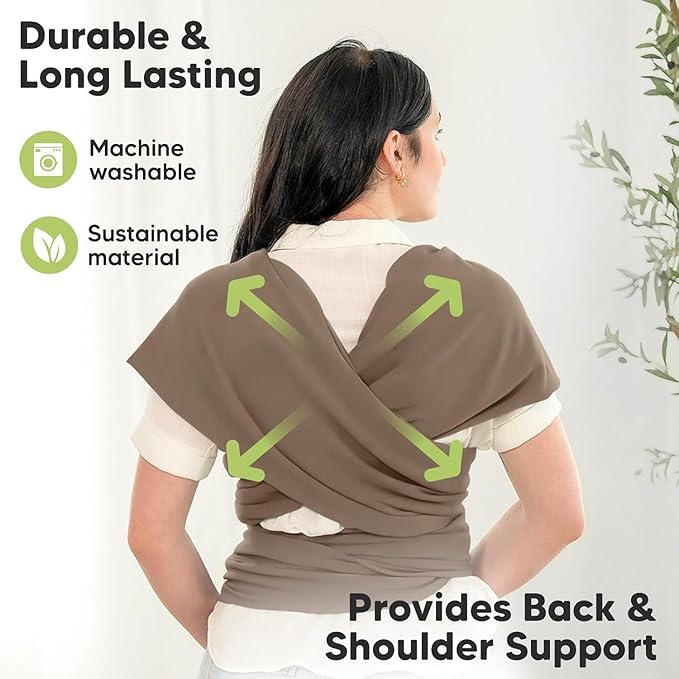 KeaBabies Baby Wrap Carrier - All in 1 Original Baby Carrier Newborn to Toddler Sling, Easy to Wear, Hands Free Bonding, Lightweight, Breathable Infant Wraps (Saddle Brown)-CubbioJoy