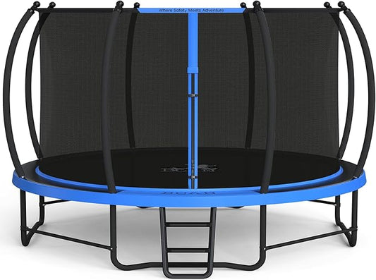 BCAN 8FT 10FT 12FT 14FT 15FT 16FT Recreational Trampoline with Enclosure for Kids Adults, ASTM Approved, Outdoor Trampolines with Ladder for Kids-CubbioJoy