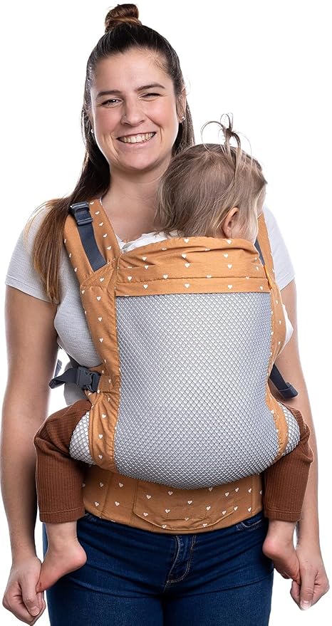 Beco Toddler Carrier - Breathable 3D Mesh Front-Carry & Backpack Style Carrier with Tall Supportive Back and Ergonomic Extra-Wide Seat for Children from 18months (20-60 lbs) - Cool Brick Heart-CubbioJoy