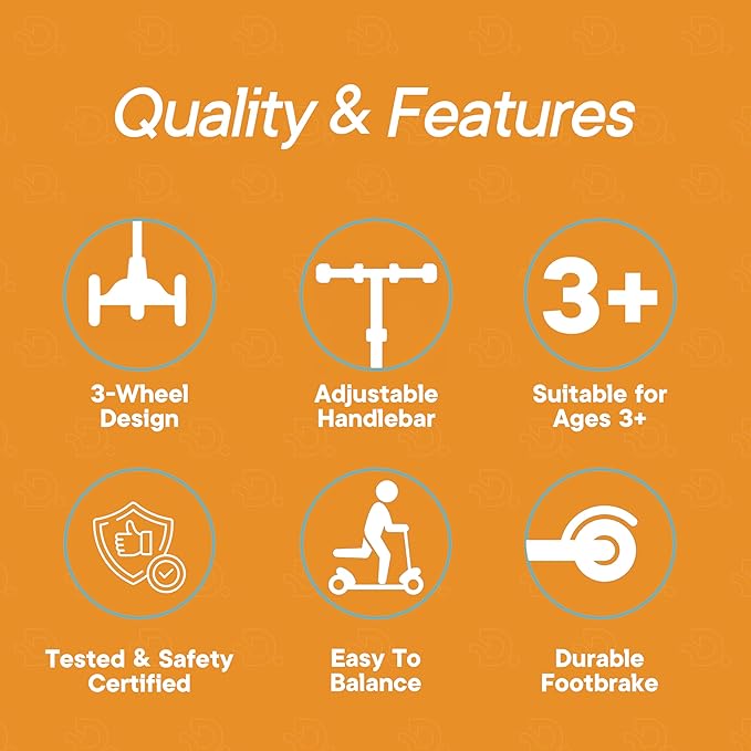 Aqua Orange 3 Wheel Scooter with Seat for Kids – Light-Up LED Wheels, Adjustable Handlebar and Seat, Smooth PU Wheels, Wide Anti-Slip Deck, Rear Foot Brake – Toddler Outdoor Toys for Ages 2+-CubbioJoy