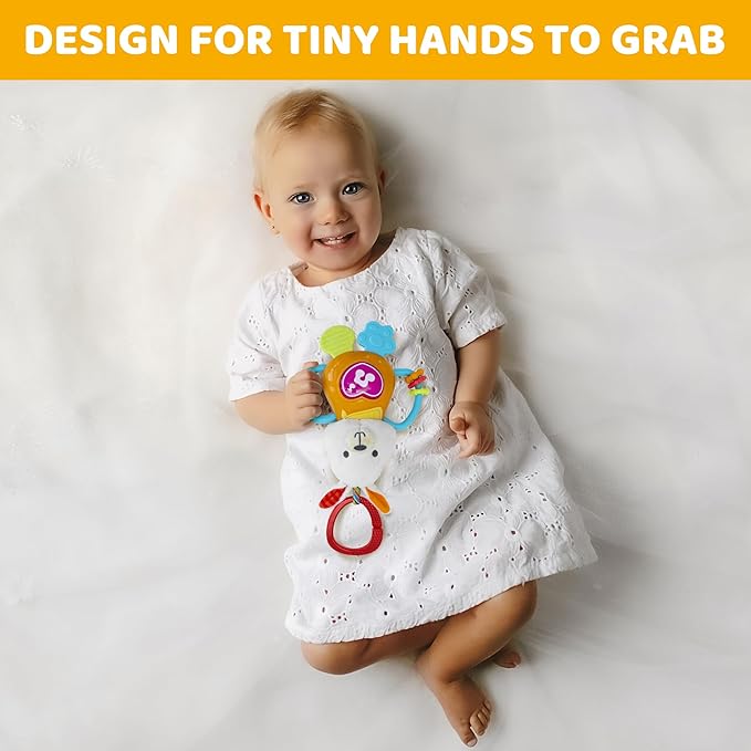 KiddoLab Bunny Teething & Rattle Musical Toy for Infants and Babies - Light-up, Sensory Chew & Interactive Toy for Infants - Baby Basket Stuffer for 3 Months and Up-CubbioJoy