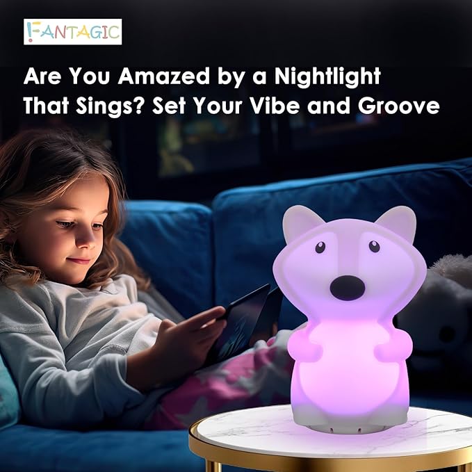 Combined Bluetooth Speaker & Nightlight With 9 Color Emissions, Child Friendly Silicone & BPA Free, USB Recharging, Receives Audio From Computer, Phone Or Tablet, and includes Remote Control (Fox)-CubbioJoy