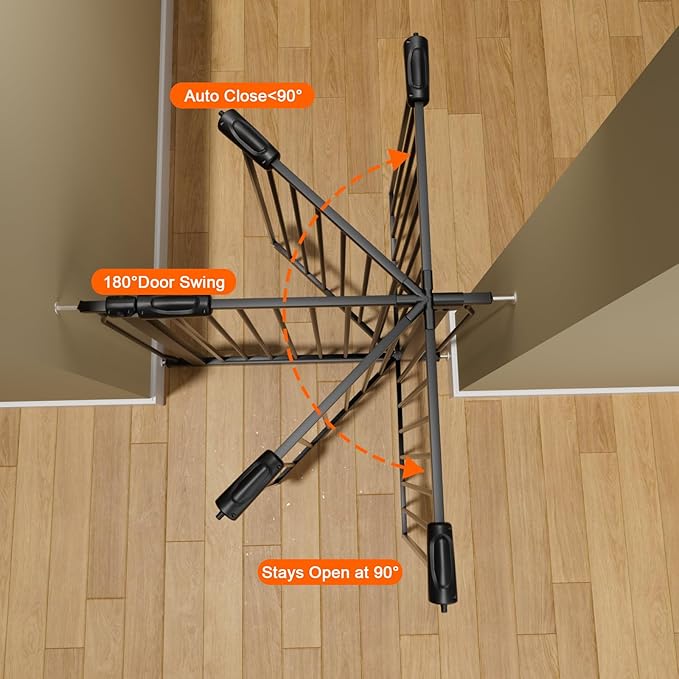 30" Tall Extra Wide Baby Gate for Doorways Stairs Large Long Dog Gates Pressure Mounted Indoor Safety Gates Walk Through Toddler Child Gates for Kids or Pets (Black, 76.38-86.3"/194-219cm)-CubbioJoy