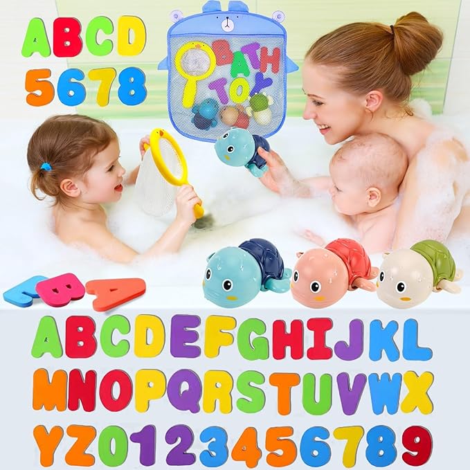 Bath Toys Kids Age 1-3 - Foam Bath Letters And Numbers Abc Alphabet Learning Toys Bathtub Toys Toddlers 2-4 Water Pool Shower Tub Toy Babies Infant 6-9-12-18-24 Months Gifts For 1-6 Year Old Boy Girl-CubbioJoy