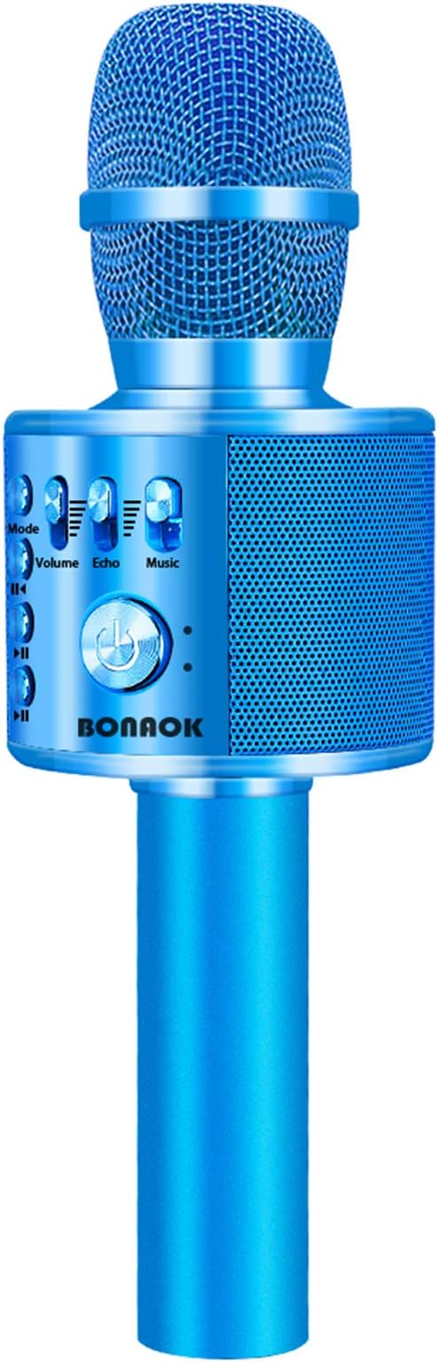 BONAOK Wireless Bluetooth Karaoke Microphone,3-in-1 Portable Handheld Karaoke Mic Speaker Machine Birthday Home Party for PC or All Smartphone (Q37 Blue)-CubbioJoy