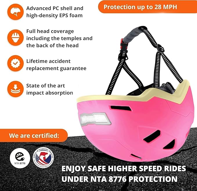Kid Bike Helmets for Boys and Girls | Fit Head 51-54cm Circumference | CPSC & NTA-8776 Dual Certified | Multi-Sport Helmets with LED Lights, Magnetic Buckle, Detachable Visor-CubbioJoy