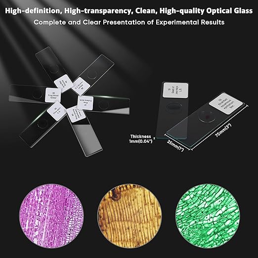 60 Microscope Slides with Specimens,Prepared Microscope Slides for Kids,Glass Slides for Microscope,Prepared Slides for Kids Microscope,Microscope Slide Preparation Kit for Biology Science Classes-CubbioJoy