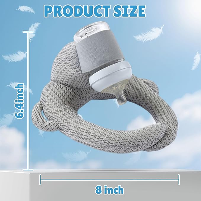 Bottle Holder Pillow, Plush Feeding Support Pad - Relieve Hand & Wrist Soreness, Adjustable Nursing Pillow, Grey-CubbioJoy