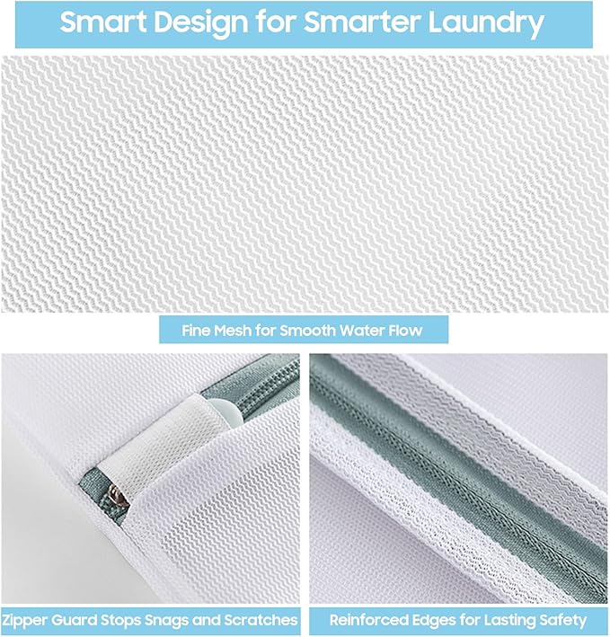 4 Pcs Large Mesh Laundry Bags for Delicates Intimates Lingerie with Zipper 2 Pcs 20” x 24”, 2 Pcs 24” x 24”-CubbioJoy