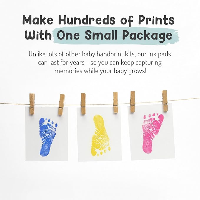 Baby Hand and Footprint Kit by Forever Fun Times | Get Hundreds of Detailed Prints with One Baby Safe Ink Pad | Easy to Clean, and Works with Any Paper or Card | Clean and Safe (Blue, Small)-CubbioJoy