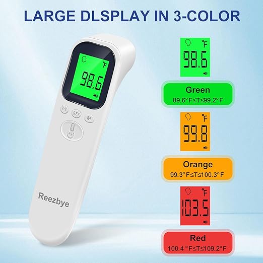 Contactless Thermometer - Digital Forehead Thermometer for Baby, Kids and Adults,3 Color Fever Alarm, 2 in 1 Forehead & Object Mode-CubbioJoy