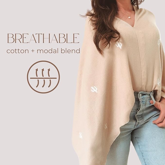 Breathable Nursing Cover Poncho – Stylish Multi-Use Breastfeeding Scarf, Car Seat Cover & Baby Blanket for Modern Moms-CubbioJoy