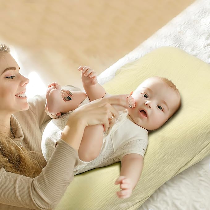 Baby Lounger - Snuggle Cozy Me Infant Lounger for Newborns | Breathable & Soft, Portable Awake-Time Pad, Essential Baby Gift- Yellow (Lounger Cover Included)-CubbioJoy