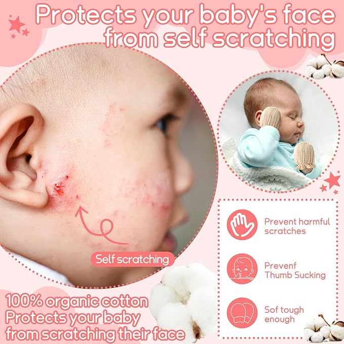 8 Pairs Newborn Baby Muslin Mittens 0-6 Months No Scratch Elastic Wrist Soft Breathable Gloves Bulk Cotton for Infant-CubbioJoy