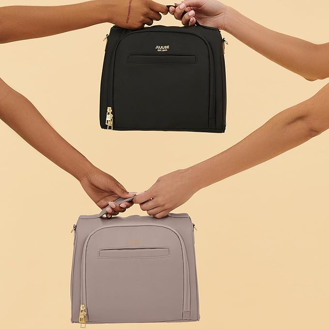 JuJuBe New Insulated Bottle Bag, Breastmilk Storage Bag for Baby Bottles, Travel Insulated Waterproof Lunch Bag or Cooler Bag for Nursing, Milk, Food, Baby Formula, Snacks, Black, Mothers Day Gift-CubbioJoy