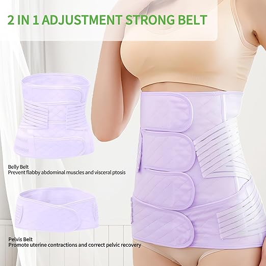 2 in 1 Postpartum Belly Band Wrap Purple, C-Section Support Belt XX-Large, Post Partum Support Recovery Waist/Pelvis Belt, Hysterectomy Belly Band Binder Girdle Stomach-CubbioJoy