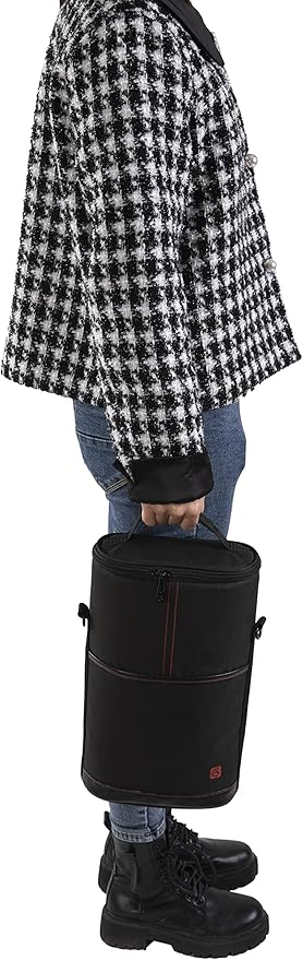 ALLCAMP 2 Bottle Wine Tote Carrier - Insulated Portable Padded Canvas Wine Bag for Travel, BYOB Restaurant, Wine Tasting, Party, Great Christmas Day Gift for Wine Lover，Black-CubbioJoy