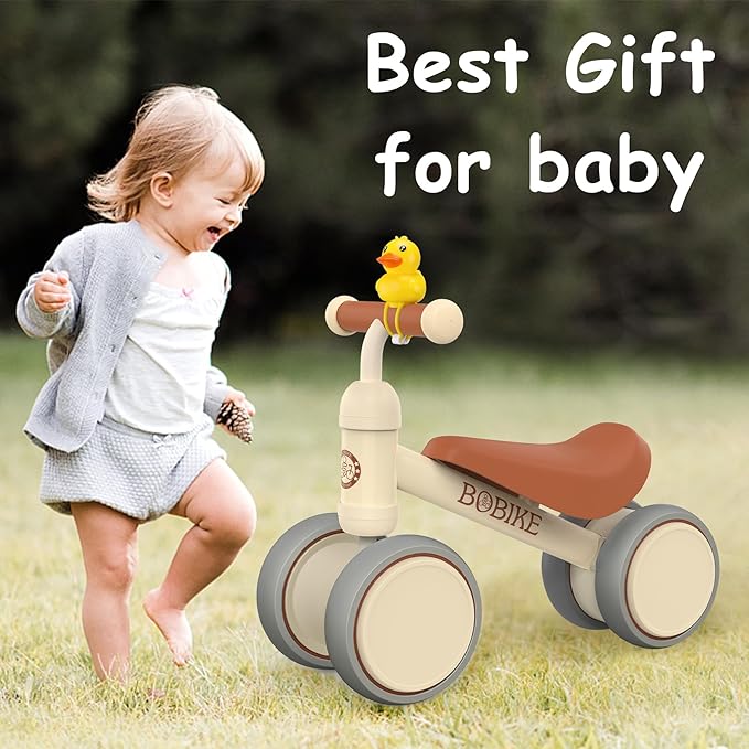 Baby Balance Bike Toys for 12-36 Months Kids Toy Boy and Girls Gifts Toddler Best First Birthday Gift Children Walker No Pedal Infant 4 Wheels Bicycle (Classic, White)-CubbioJoy