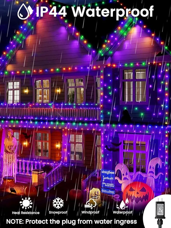 240LED Smart Color Changing Halloween Lights App Control, 95FT Waterproof RGB Music Sync Xmas Fairy String Light with Remote & Timer, Twinkle Christmas Tree Lights Outdoor Indoor Halloween Decorations-CubbioJoy