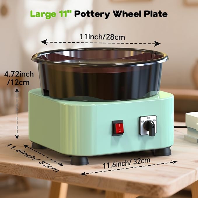 Alldeer 11-inch Pottery Wheel, 350W Electric Ceramic Forming Machine with Detachable Basin, 0-300RPM Foot Pedal Control, 19PCS Complete Clay Tool Kit for Professional Potters and Adult Crafters-CubbioJoy