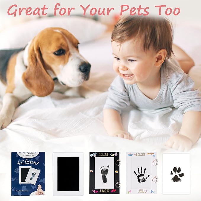 Inkless Baby Hand and Footprint Kit,Clean Touch Ink Pad for Baby Footprint Kit,No Mess Dog Paw Print Kit,DIY Footprint Ink for Baby Keepsake Gifts for Boys and Girls-CubbioJoy